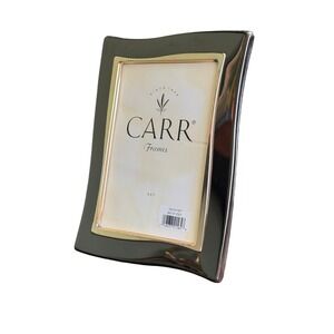 Carr 5x7 Photo Frame Silver Metal Wavy Gold Trim Modern Tabletop Decor